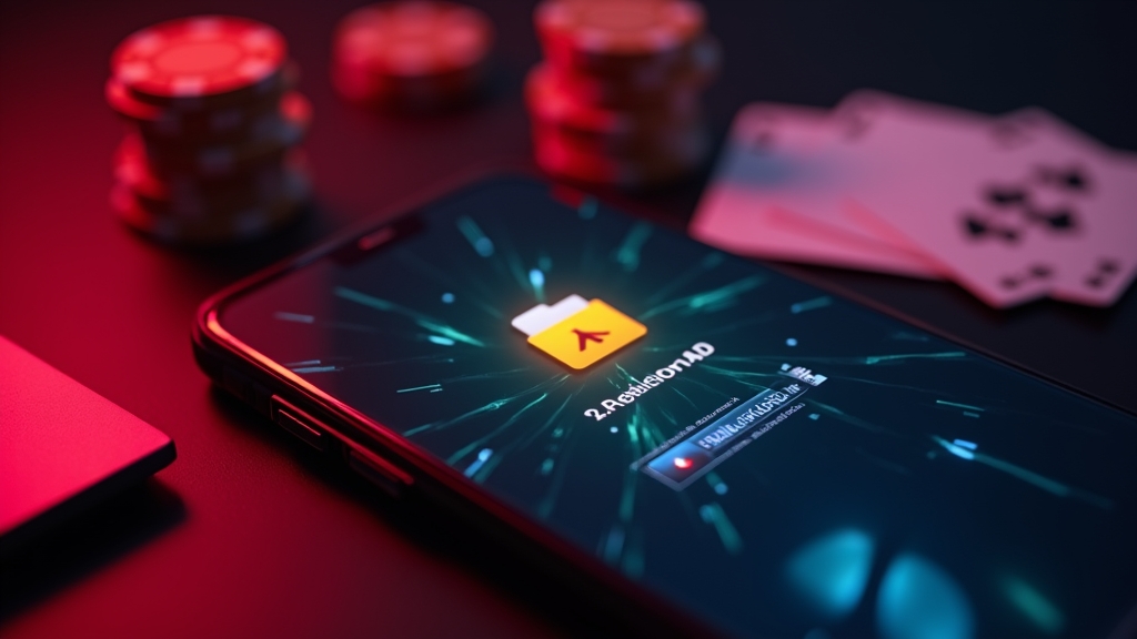 Android phone showing an APK install prompt in a casino-themed setting