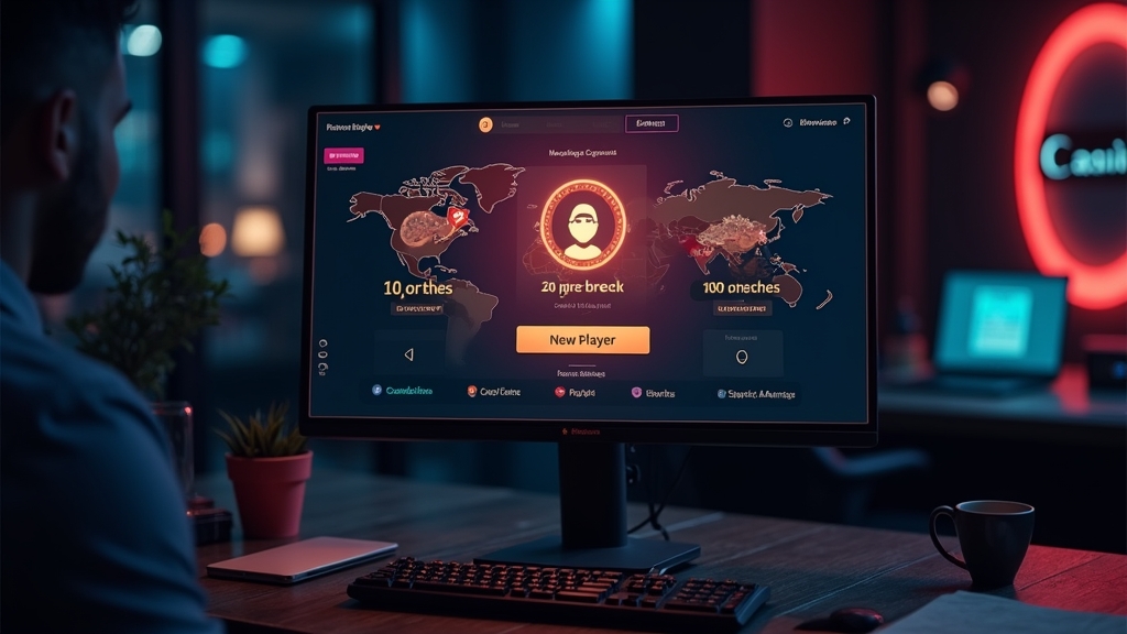 Casino eligibility screen with age and country check icons